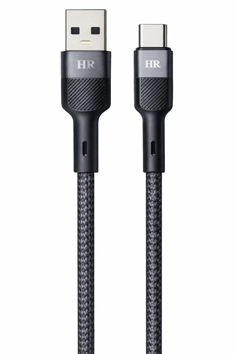 HR USB to Type-C Fast Charging Cable | 3A Output | 1m Nylon Braided | Anti-Break Design - Image 1
